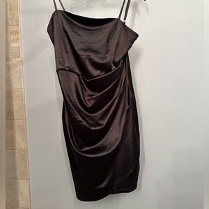 Emerald Sundae Black Satin Mini Dress